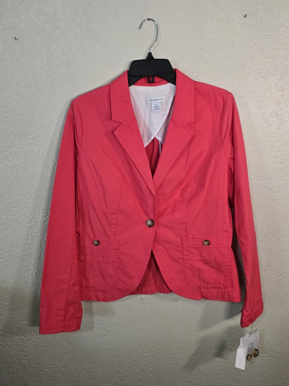 Lands' End Women's Hot Pink Cotton Blazer Jacket